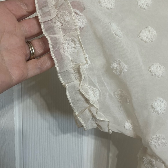 TLULY Polka Dot Sheer V-Neck Empire Waist Top - Picture 4 of 8